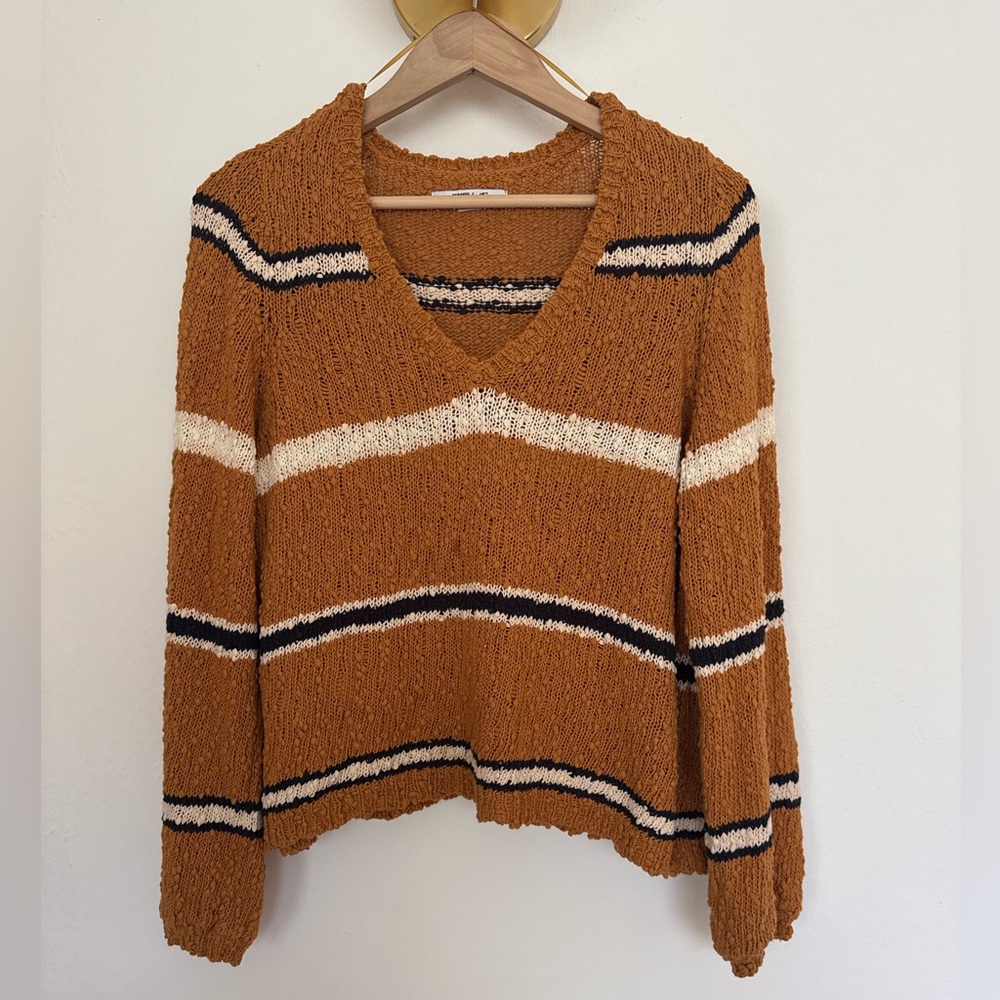 O’Neill - Cotton Stripe Sweater with Bubble Sleeves - Size M